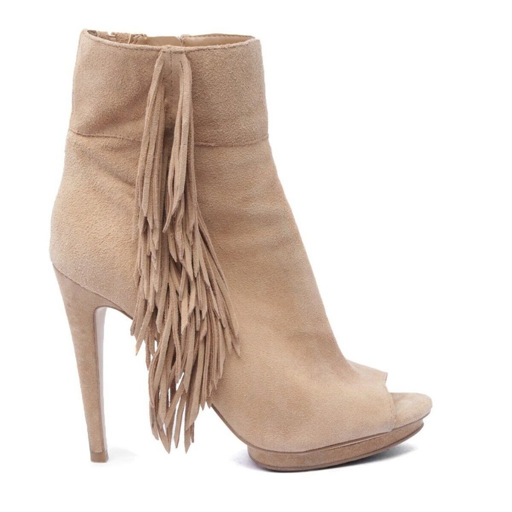 BCBG suede fringe ankle booties Genie boot size 8.5